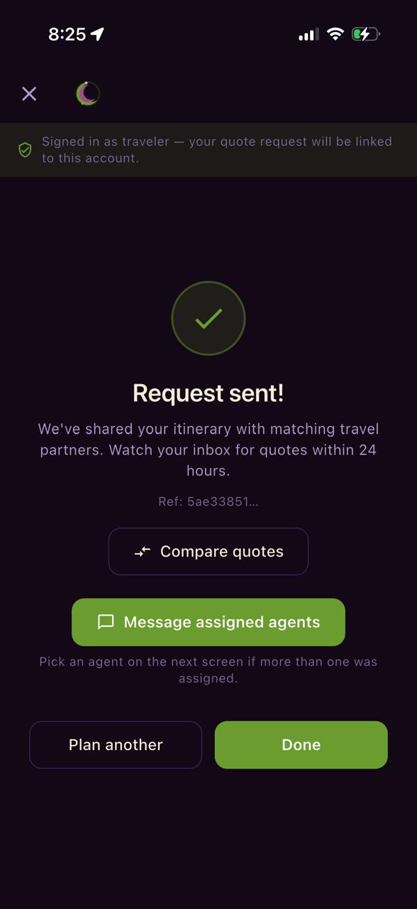 Quote request sent